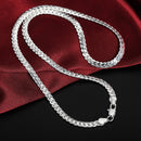 925 silver color Christmas gifts European style retro 6MM flat chain necklace bracelets fashion For man women jewelry sets S085