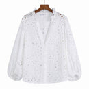 Embroidery Women Blouse Summer 2022 New Fashion Long Sleeve Female Smock Shirt Top Clothing Wears