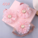 Lovely Pearl Bows Newborn Baby Girl Headband Socks Set Lace Flower Baby Hair Band Turban Baby Little Girl Hair Accessories