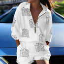 Long Sleeve Shirt & Pocket Design Shorts Set Women&