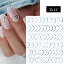 1PC Silver Gold Lines Stripe 3D Nail Sticker Geometric Waved Star Heart Self Adhesive Slider Papers Nail Art Transfer Stickers