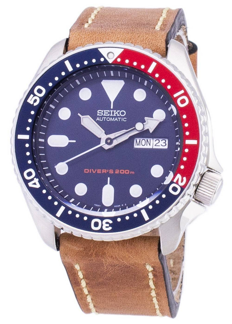 Seiko Automatic SKX009K1-LS17 Diver's 200M Brown Leather Strap Men's Watch