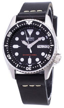 Seiko Automatic SKX013K1-MS8 Diver's 200M Black Leather Strap Men's Watch