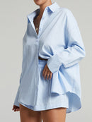 Casual Womem Yellow Lounge Wear Summer Tracksuit Shorts Set Long Sleeve Shirt Tops And Mini Shorts Suit 2021 New Two Piece Set