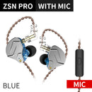 KZ ZSN Pro Wired Earphone 1DD+1BA Hybrid Technology In Ear Headphones HIFI Bass Metal Earplugs Movement Noise Reduction Headset