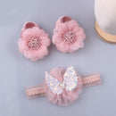 Lovely Pearl Bows Newborn Baby Girl Headband Socks Set Lace Flower Baby Hair Band Turban Baby Little Girl Hair Accessories