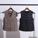 Fitaylor 90% Ultra Light White Duck Down Women Vest Thin Coat Women Duck Down Sleeveless Jacket V Collar Or O Collar Coat
