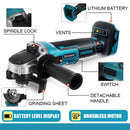 Drillpro 18V 125/100mm Brushless Impact Angle Grinder Cordless Cutting Machine Polisher Power Tools compatible Makita Battery