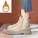 Chelsea Boots Chunky Boots Women Winter Shoes Cow Suede Ankle Boots Black Female Autumn Fashion Platform Booties