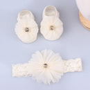 Lovely Pearl Bows Newborn Baby Girl Headband Socks Set Lace Flower Baby Hair Band Turban Baby Little Girl Hair Accessories