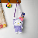 New Kawaii Sanrioed My Melody Cinnamoroll Cartoon Plush Bag Anime Soft Stuffed Animals Plushie Backpack Girls Doll Toys Gifts