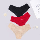 3pcs/lots Women Briefs Sexy Full Lace Panties Hollow Out Low-waist Female Shorts Soft Solid Color Breathable Underwear Fast Ship