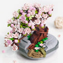 Mini Bouquet Building Blocks Flowers Succulent Cherry Blossom Bonsai 3D Model Home Decoration Children&