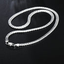 925 silver color Christmas gifts European style retro 6MM flat chain necklace bracelets fashion For man women jewelry sets S085