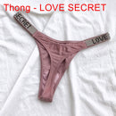 Sexy Women Pantie Crystal Rhinestone Letter Secret Underwear Fitness Gym Love Thongs Low Rise Tanga Female Push Up Lingerie