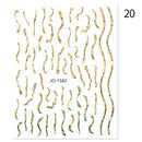 1PC Silver Gold Lines Stripe 3D Nail Sticker Geometric Waved Star Heart Self Adhesive Slider Papers Nail Art Transfer Stickers