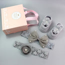 Infant Newborn Baby Girls 3Pcs/Set Slipper Socks Headband Gift Foot Socks Lace Crown Hair Band Accessories Photo Props Meias