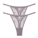 2PCS/Set Mesh Transparent Thong Women Panties Underwear Women Seamless G-String Female Underpants Intimates Lingerie S-XL