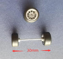 4PCS 1/64 Scale Alloy Car Model 5.2mm/11mm Size Rubber Tires + Wheels + Axles for Modified 1:64 Matchbox/Domeka/HW Model Cars