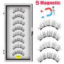 LEKOFO 8PCS 5 Magnets 3D Magnetic False Eyelashes Handmade Artificial Faux Cils Magnetic Natural Mink Eyelashes with Tweezers