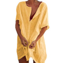 Hot 2021 Cotton Tunics for Beach Women Swimsuit Cover-ups Woman Swimwear Beach Cover up Beachwear Mini Dress Sai de Praia Drop