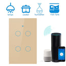 Wifi Smart Light Switch Glass Screen Touch Panel Voice Control Wireless Wall Switches Remote with Alexa Google Home 1/2/3/4 Gang
