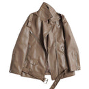 FTLZZ Spring Autumn Faux Leather Jackets Women Loose Casual Coat Female Drop-shoulder Motorcycles Locomotive Outwear With Belt
