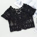 Hot Lace White/Black Bridal Summer Women Short Sleeve Shrug Bolero Wedding Jacket Elegant Cape