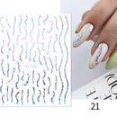 1PC Silver Gold Lines Stripe 3D Nail Sticker Geometric Waved Star Heart Self Adhesive Slider Papers Nail Art Transfer Stickers