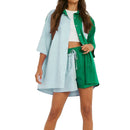 Cotton and Linen suit 2021 Women Solid Clothes Set Half Sleeve Lapel Neck Button-up Shirt+Irregular Hem Drawstring Shorts Sets