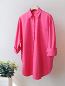 Basic Candy Colors Shirt Women&