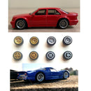 4PCS 1/64 Scale Alloy Car Model 5.2mm/11mm Size Rubber Tires + Wheels + Axles for Modified 1:64 Matchbox/Domeka/HW Model Cars