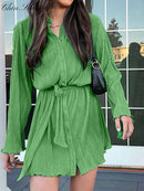 Sexy Green Pleated Women&