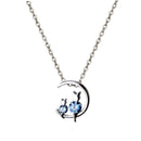 1pcs Korean Style Blue Crystal Moon Cat 925 Sterling Silver Jewelry Temperament Personality Clavicle Chain Necklaces