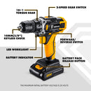 DEKO 20V MAX Cordless Drill Power Tools Wireless Drills Rechargeable Drill Set for Electric Screwdriver Battery Driller Tool