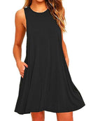 Women Black Blue Summer Dress 2022 Polyester Short Sleeve O-Neck Tops Casual Loose Dress Female Street White Dress Vestidos