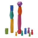 Wooden Rainbow Stones Building Blocks Colorful Wood Toy Block Stacker Balancing Games Montessori Educational Toys for Children