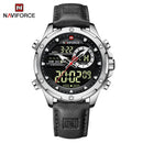 NAVIFORCE Luxury Gold Watches For Men Casual Sports Chronograph Alarm Quartz Wrist Watch Leather Waterproof Digital Clock 9163
