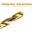 1-6pc M3 M4 M5 M6 M8 M10 Tap Drill Bits 1/4 Hex Shank Machine Hand Taps Titanium Coated HSS Drilling Tap Bits Thread Screw Tools