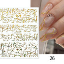 1PC Silver Gold Lines Stripe 3D Nail Sticker Geometric Waved Star Heart Self Adhesive Slider Papers Nail Art Transfer Stickers