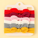 3/4/5/6Pcs/set Cute Bowknot Baby Headband Turban Solid Color Newborn Baby Girls Elastic Hair Bands Soft Nylon Hair Accessories