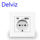 Delviz Wall USB Power Socket, Many New style Panel, Bedroom socket,AC 110V-250V 16A Wall Embedded, Double usb EU Standard Outlet