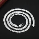 925 silver color Christmas gifts European style retro 6MM flat chain necklace bracelets fashion For man women jewelry sets S085
