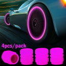 4pcs Luminous Valve Caps Fluorescent Night Glowing Car Motorcycle Bicycle Bike Wheel Tyre Hub Luminous Valve Stem Caps Decors