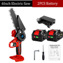 6 Inch Handheld Electric Saw.2PCS Lithium Battery with Indicator.Portable Mini Pruning Chainsaw Garden Woodworking Cutting Tool