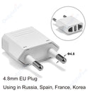 1-100pcs 4.0/4.8mm EU Plug Adapter EU US Israel To Euro KR BR Brazil Plug Converter American Travel Power Adapter Plug Socket