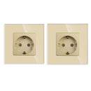 Bingoelec Power Socket,16A EU Standard Electrical Outlet 86mm*86mm White Crystal Glass Panel Wall Socket