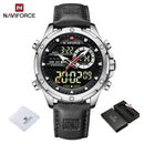 NAVIFORCE Luxury Gold Watches For Men Casual Sports Chronograph Alarm Quartz Wrist Watch Leather Waterproof Digital Clock 9163