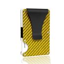 DIENQI Carbon Fiber Card Holder Mini Slim Wallet Men Aluminum Metal RFID Magic Wallet Small Thin Male Purses Money Bag Vallet