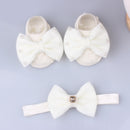 Lovely Pearl Bows Newborn Baby Girl Headband Socks Set Lace Flower Baby Hair Band Turban Baby Little Girl Hair Accessories